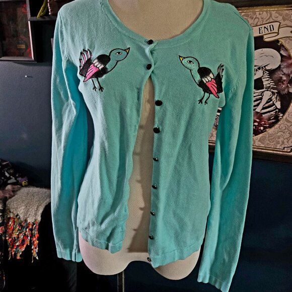 Sourpuss retro rockabilly birds cardigan XXL - Picture 1 of 5